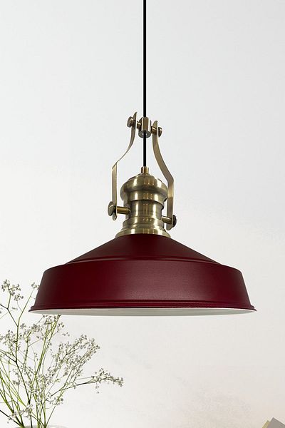 Bamyum Neo-Asletl Industrial Vintage Hängelampe 40 cm, Burgundisch Metall Pendelleuchte
