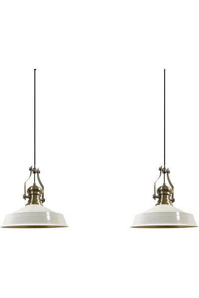 Bamyum Neo-Asletl Industrial Vintage Hängelampe 40 cm, Weiß Metall Pendelleuchte 2 Flammige