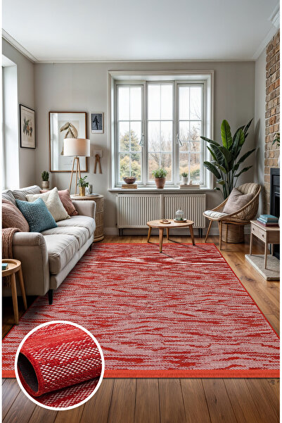 BigArts Home Kırmızı Avanos Şönil Kilim Yıkanabilir Kaymaz Taban 7 Farklı Renk