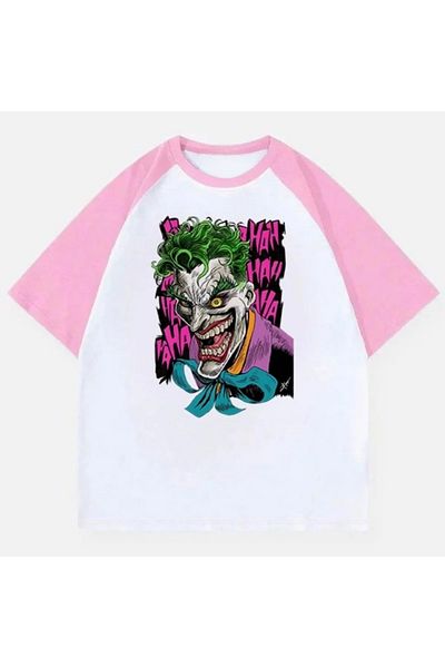 Gofeel Μπλουζάκι με ροζ και λευκό Raglan με στάμπα Joker