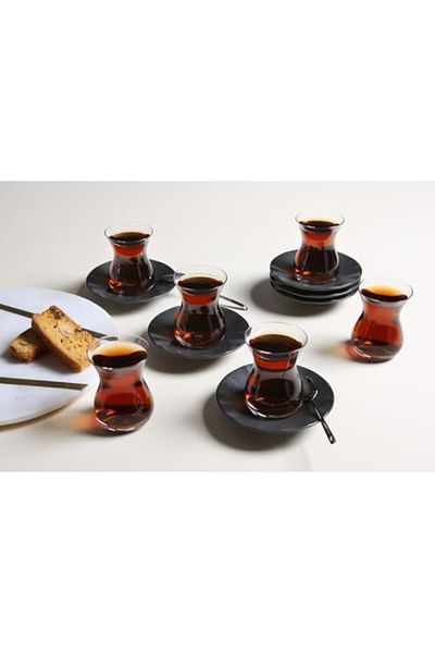 STOREMAX Ntwork Seasons Black 6-Person Tea Set Art 1087243