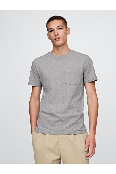 GAP Erkek Gri Organik Pamuk Cep Tişört
