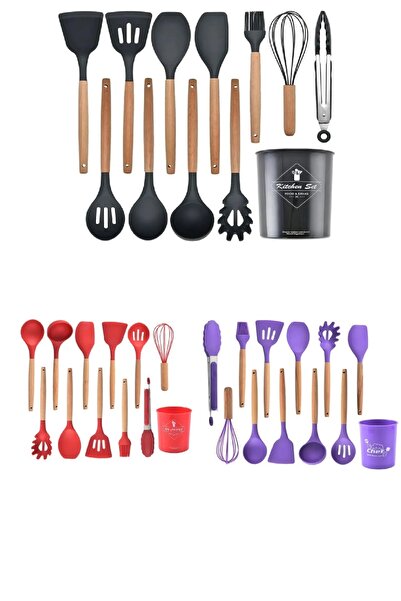 keyfisepet en keyifli sepet Slikon 11'li Kepçe Seti Isıya Dayanıklı; Kepçe-çı...