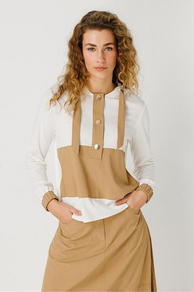 Esswaap Camel Colored Parachute Fabric Sweatshirt and Skirt Set