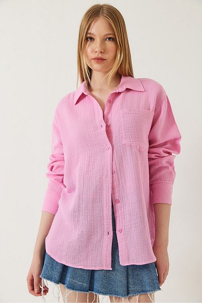 Bianco Lucci Women's Single Pocket Oversize Muslin Shirt 2026 60271020