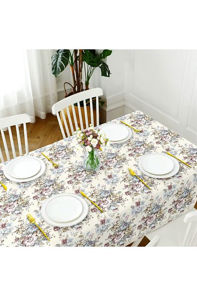 Evim Canvas Daisy Dusty Rose Liquid Proof Stain Resistant Tablecloth