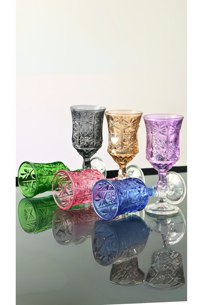PLT Design 6 Colors Handmade Crystal Standing Coffee Soft Drink and Water Glass