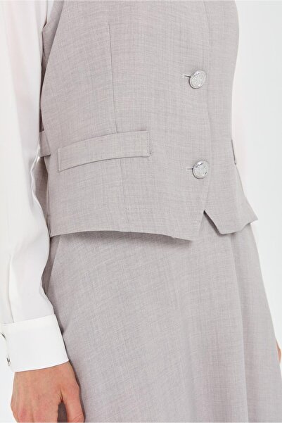 Esswaap Gray Vest and Skirt Blouse Set