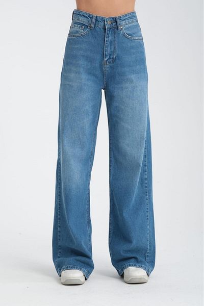 Store 100% Cotton High Waist Loose Fitting Wide Leg Grinded Wide Leg Jeans