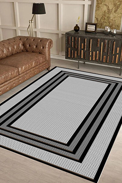 UZZA Salon Halısı Geometrik İskandinav Eskitmeli Dijital Baskı Yıkanabilir Ka...