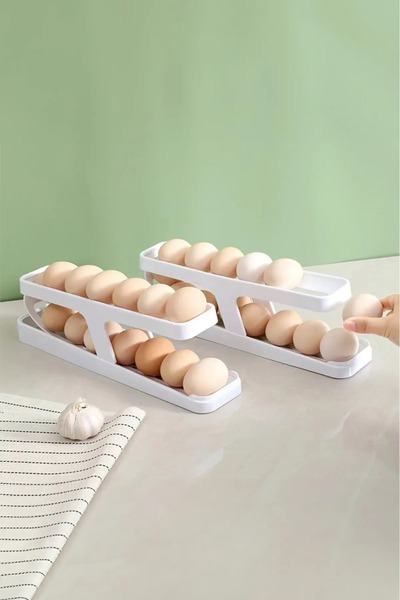 Bayev Roll Set of 2 2 Layers Egg Storage Container Refrigerator Egg Organizer