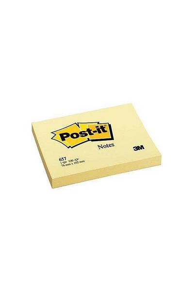 3M Post-it 657 Sticky Note Paper 76 X 102 Mm 100 Sheets - Yellow