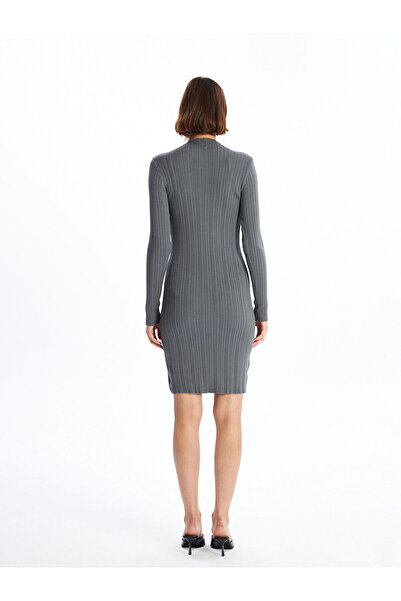 LC Waikiki Μονό μακρυμάνικο γυναικείο πλεκτό φόρεμα με ψηλό γιακά