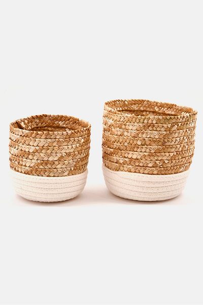 Tchibo 2 Pcs Decorative Storage Baskets, Brown