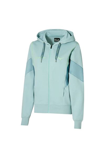 MIZUNO Дамски суитшърт с качулка Mizuno Athletics, зелен