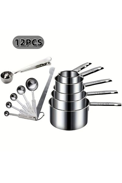 Choice Other 12 Piece Measuring Cup And Spoon Set - Stainless Steel Measuring Cup Set For Cooking And Bakin