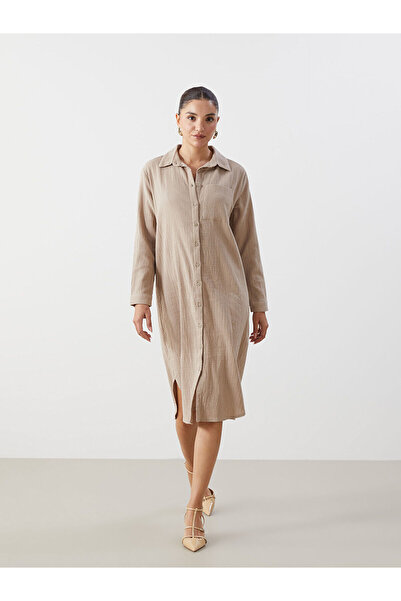 LC Waikiki Nevavm Textured Women's Shirt Dress with a Difference
