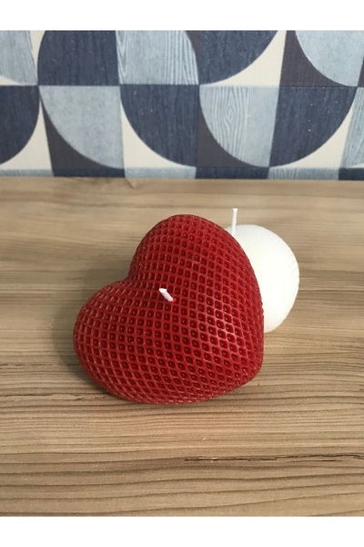 BlueDaisyCandle Kalp Mum 2'li , Kırmızı , Beyaz , Kokulu Mum , Aşk , Sevgiliy...