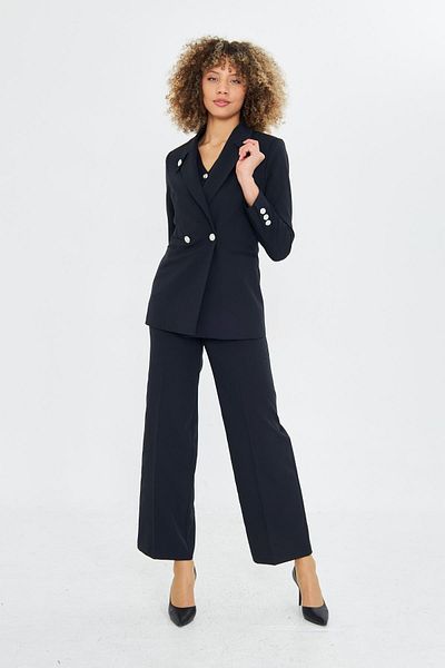 LOVELF Set de 3 piese negru - Guler cu detaliu cu nasturi
