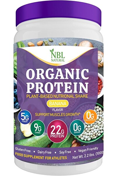 NBL Natural Plant Based Organic Protein Powder, Banana, 2.2 lb, 25 Servings