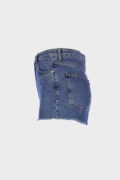 CROSS JEANS Women &Apos; S Jeans Shorts Medium Blue - Cutout Leg with Zipper C 4534-096