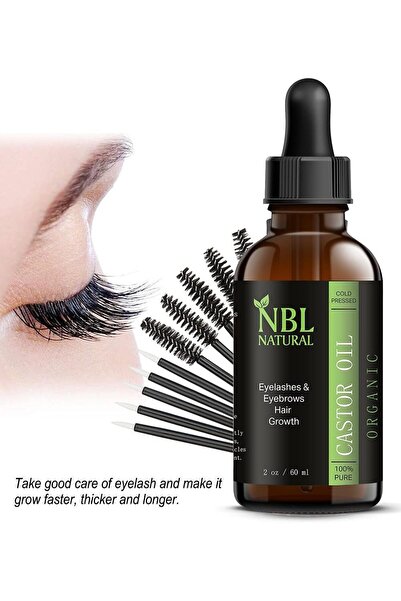 NBL Natural Castor Oil for Eyelashes, Eyebrows and Hair Growth with Mascara Starter Kit, 60 ml