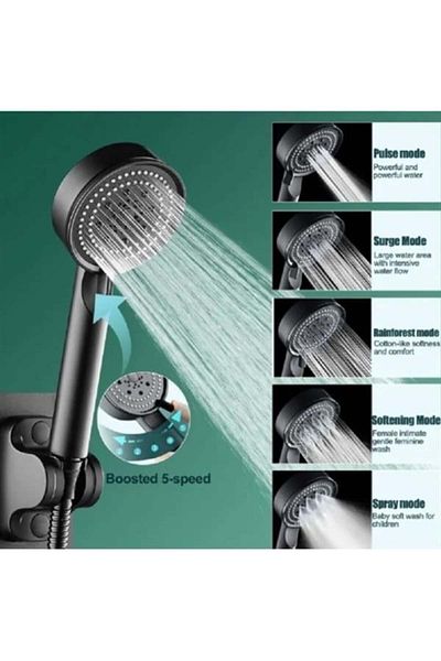 Hangora 5 Stage Shower Head Black