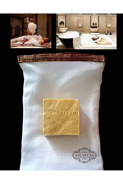 ASLANCAN Turkish Bath Foam Bag (Cotton), Turkish Bath Soap Set