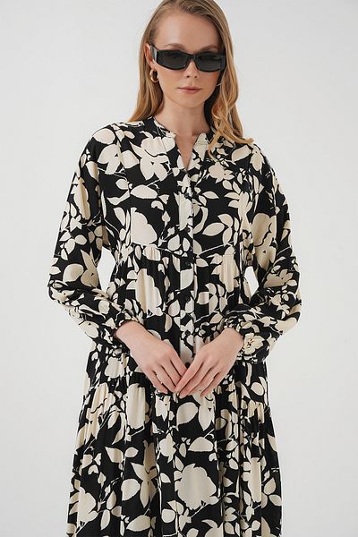 Bigdart 2423 Rochie cu model autentic - Negru - Alb1