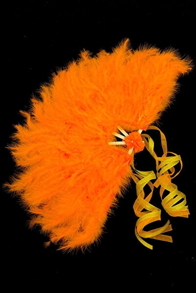 ZEYMERADE Turuncu Gelin Yelpazesi, Ahşap Tüylü Kına Yelpazesi, Nedime Sünnet ...