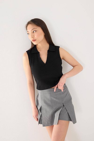 Addax Polo Neck Corded Tank Top A13405-s10