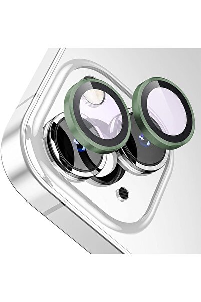 ERMER IPHONE 13 / IPHONE 13 MİNİ UYUMLU SAFİR METAL ÇERÇEVELİ KAMERA KORUMA L...