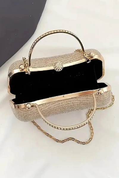 ImPolo Rochie de seară specială importată de aur pentru femei, țesătură, piat...