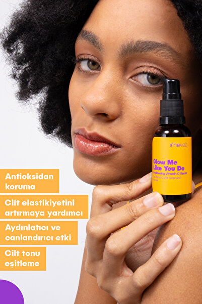 SHE VEC Aydınlatıcı, Leke Karşıtı ve Ton Eşitleyici C Vitamini Vegan 30 ml Serum Glow Me Like You Do
