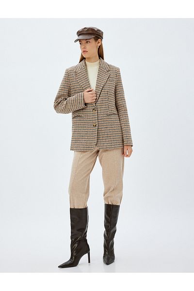 Koton Beige Women's Trousers 5Wak40105Ek
