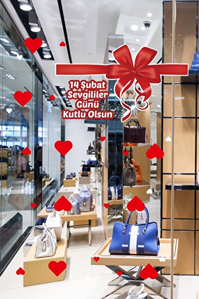 MIGNATIS Kurdela 14 Şubat Sevgililer Günü Kutlu Olsun Vitrin Dükkan Cam Süsle...