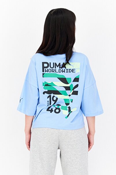 Puma Women Oversized Fit Short Sleeve Training T-Shirts, Day Dream Blue