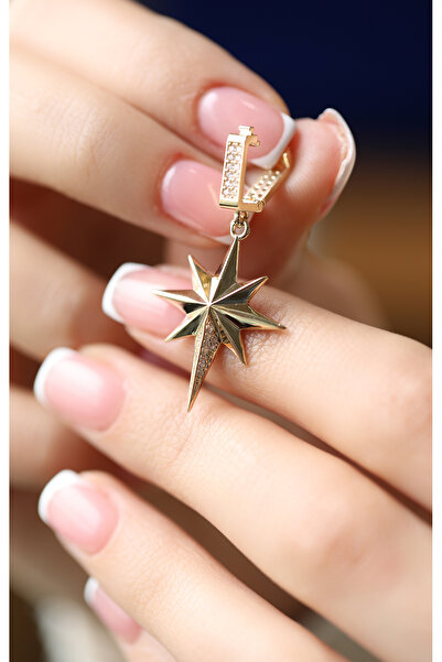 Kuyumcum 14 Ayar Altın Mini Taşlı Kuzey Yıldızı Charm