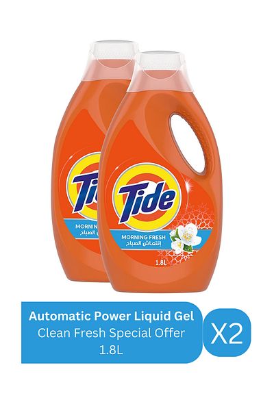 Tide Automatic Power Liquid Gel Clean Fresh Special Offer 1.8L X2