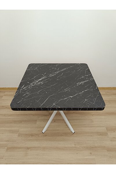 EVKO MOBİLYA Masa, Kare Masa, Ahşap Masa, Mutfak Yemek Masası, Balkon Masası, Metal Ayaklı Masa, 80 Cm