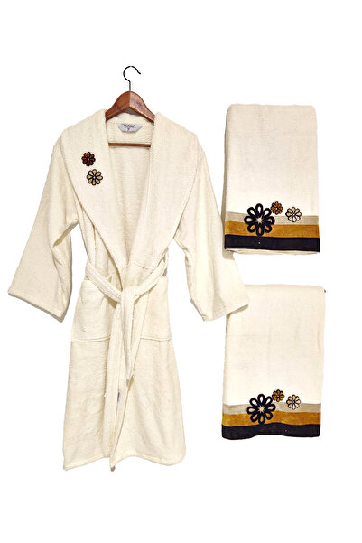 Minteks Romantic Memories - Γυναικείο σετ πετσετών μπάνιου και μπουρνούζι 3 τεμαχίων (Σειρά Vintage)