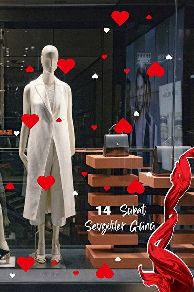 MIGNATIS Uçan Kurdela Kumaşı Sevgililer Günü İçin Vitrin Oda Süsleme Stickerı...