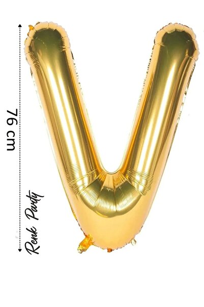 renk party Foil Balloon Letter V Helium Balloon 76 cm Gold Color - Letter V B...