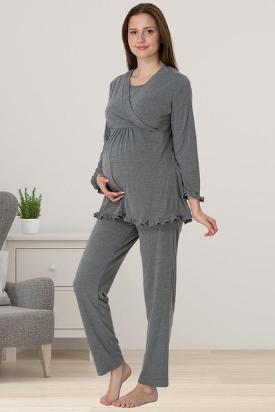 Pelin Women's Smoked Maternity Sleepwear Set with Breastfeeding Features