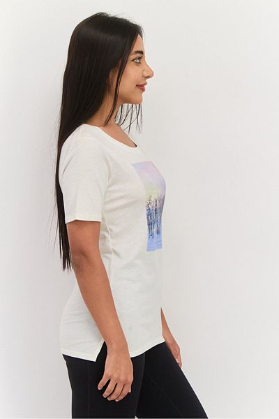 SKECHERS Women Sportswear Fit Short Sleeve Outdoor Top, Off White Combo