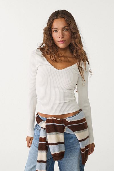 Stradivarius Seamless V-neck T-shirt