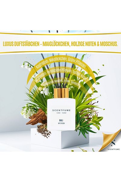 SCENTFUME Raumduft Mit Duftstäbchen, Diffuser, Fernöstliche Pflanzen, Maiglöckchen, 110 ml