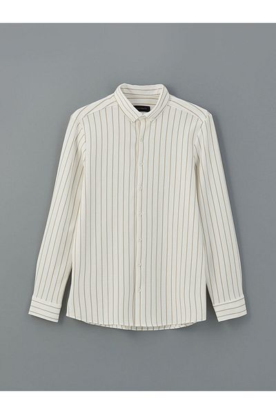 LC Waikiki Мъжка риза с дълъг ръкав и райета SOUTHBLUE Slim Fit