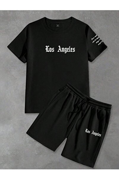 Derays Los Angeles Comfortable Fit Crew Neck Back and Front Printed Bottom Top Men's Suit