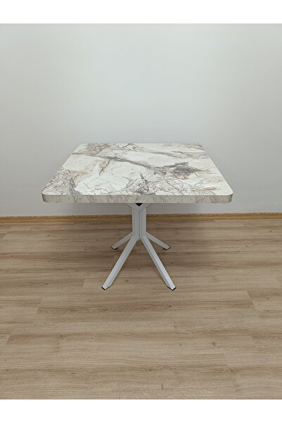 EVKO MOBİLYA Masa, Kare Masa, Ahşap Masa, Mutfak Yemek Masası, Balkon Masası, Metal Ayaklı Masa, 80 Cm